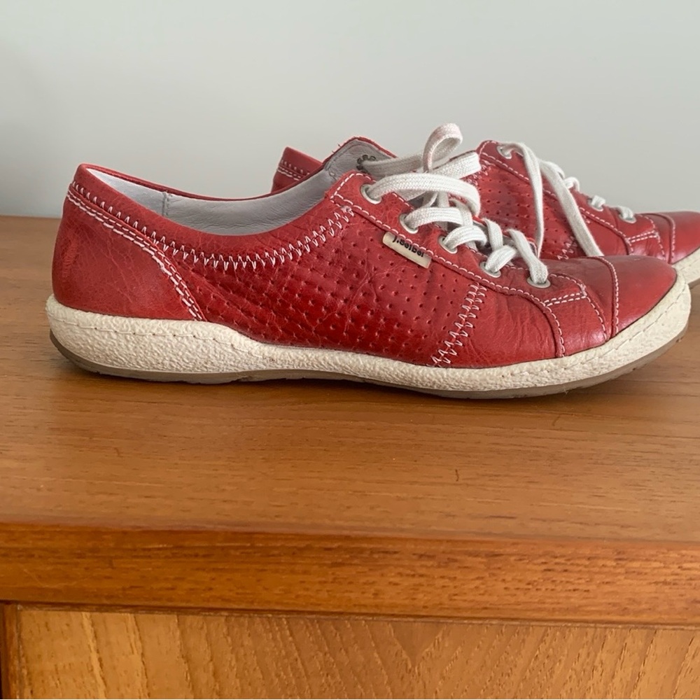 Josef Seibel Red Leather Sneakers